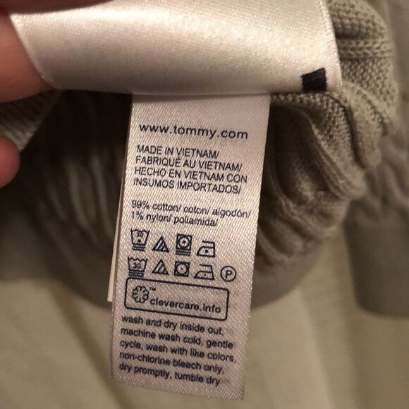 Tommy Hilfiger S Light Gray Silver Cable Knit Light Cotton Crewneck Sweater - Picture 8 of 9